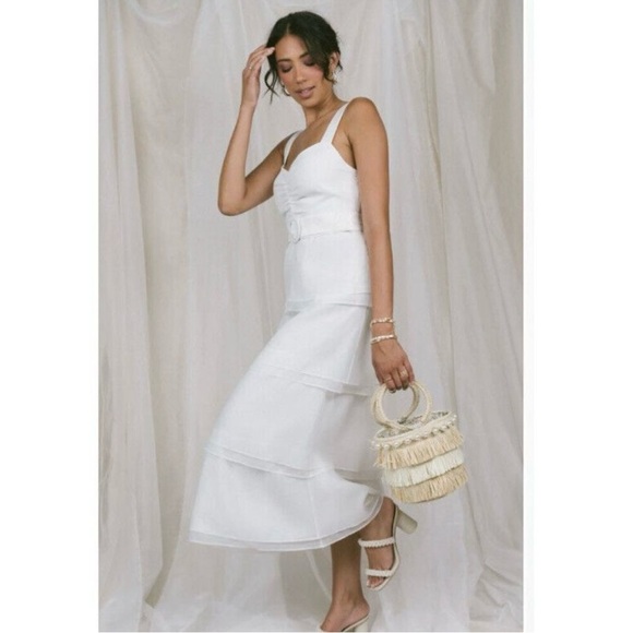 Show Me Your Mumu “Cosmopolitan” Midi Dress in White, size XXS, Love Island